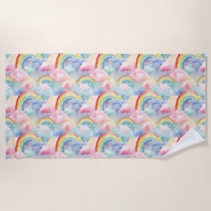 Farbenfroher Regenbogen, Cloud und Star Strandtuch