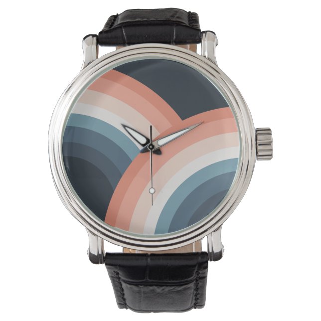 Farbenfroher Regenbogen im Doppel-Retro-Stil Armbanduhr (Vorderseite)