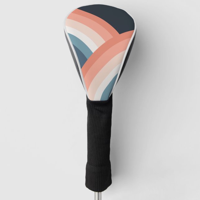 Farbenfroher Regenbogen im Doppel-Retro-Stil Golf Headcover (Vorderseite)