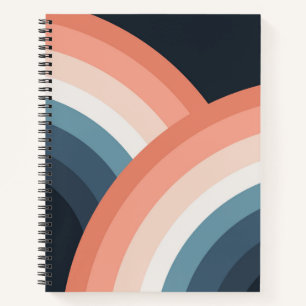 Farbenfroher Regenbogen im Doppel-Retro-Stil Notizbuch