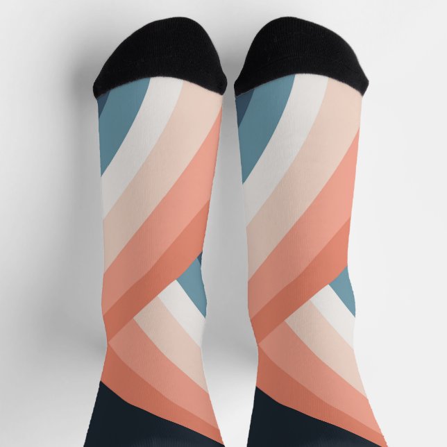 Farbenfroher Regenbogen im Doppel-Retro-Stil Socken (Oben)