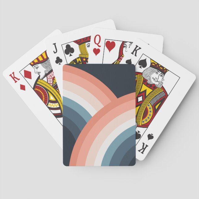 Farbenfroher Regenbogen im Doppel-Retro-Stil Spielkarten (Rückseite)