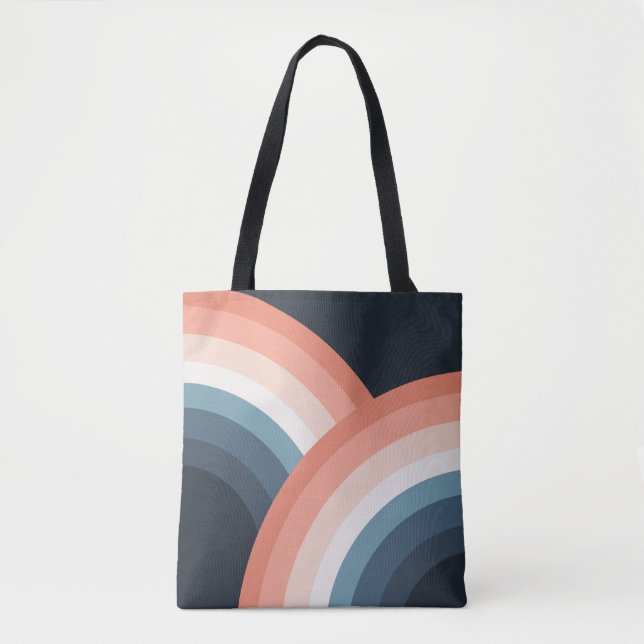 Farbenfroher Regenbogen im Doppel-Retro-Stil Tasche (Vorderseite)