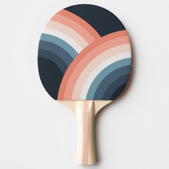 Farbenfroher Regenbogen im Doppel-Retro-Stil Tischtennis Schläger (Vorderseite)