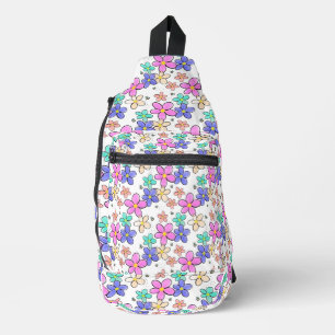 farbenfroher Regenbogen leuchtende Blumen Hummeln Crossbody Bag