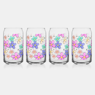 farbenfroher Regenbogen leuchtende Blumen Hummeln  Dosenglas