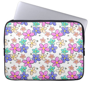 farbenfroher Regenbogen leuchtende Blumen Hummeln Laptopschutzhülle