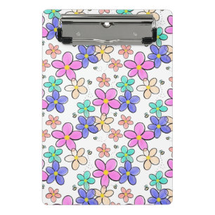 farbenfroher Regenbogen leuchtende Blumen Hummeln Mini Klemmbrett