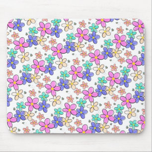 farbenfroher Regenbogen leuchtende Blumen Hummeln Mousepad