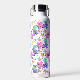 farbenfroher Regenbogen leuchtende Blumen Hummeln  Trinkflasche