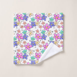 farbenfroher Regenbogen leuchtende Blumen Hummeln  Waschlappen