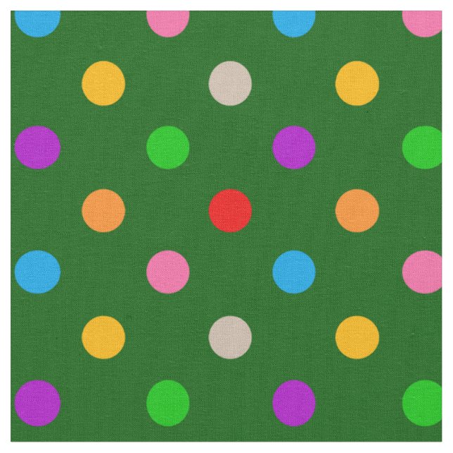 Farbenfroher Regenbogen-Punkte Grün  Stoff (Nahaufnahme)