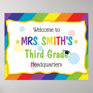 Farbenfroher Regenbogen Willkommen im Klassenzimme Poster
