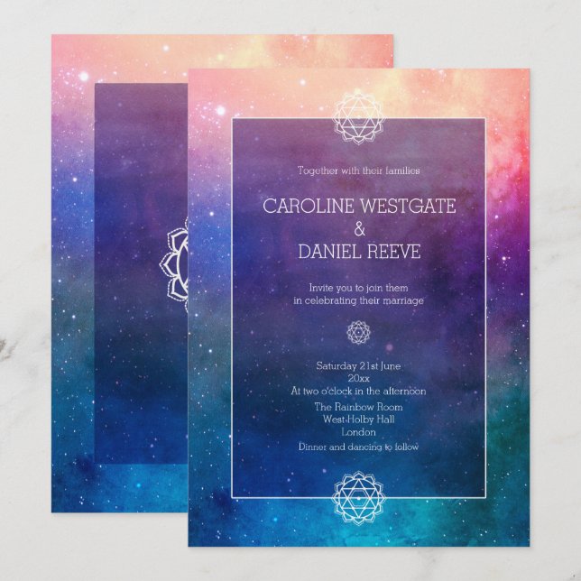 Farbenfroher Regenbogennebel Einladung (Vorne/Hinten)