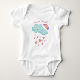 Farbenfroher Regenschirm mit Niedlichen Wolken Baby Strampler