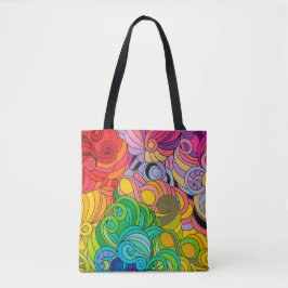 Farbenfroher Retro Blume Power der 60er Jahre Tasche