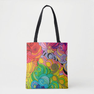 Farbenfroher Retro Blume Power der 60er Jahre Tasche
