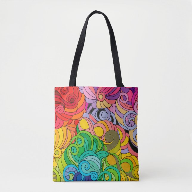 Farbenfroher Retro Blume Power der 60er Jahre Tasche (Vorderseite)