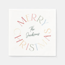 Farbenfroher Retro-Frohe-Weihnachten-Familienname