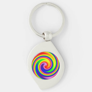 Farbenfroher Retro-Hippie-Regenbogenwirbel  Schlüsselanhänger