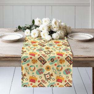 Farbenfroher Retro-Läufer Groovy Pastell-Dining-Fr Großer Tischläufer