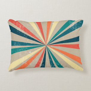 Farbenfroher Retro-Regenbogen-Sonnenstrahl Dekokissen