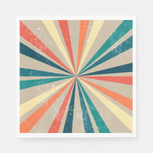 Farbenfroher Retro-Regenbogen-Sonnenstrahl Serviette