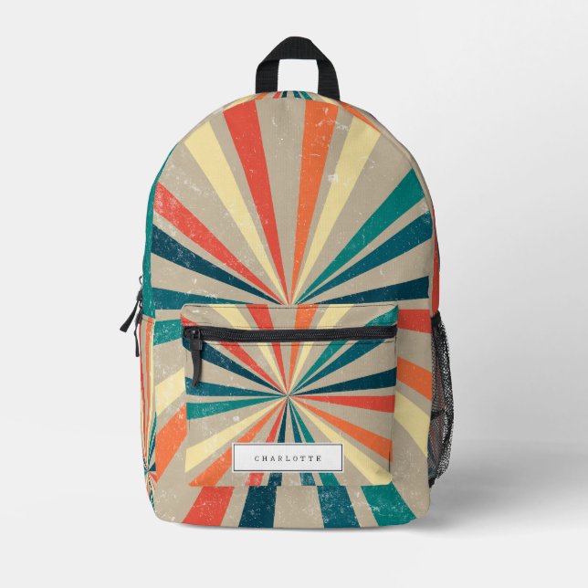Farbenfroher Retro-Regenbogen Sunbury-Individuelle Bedruckter Rucksack (Vorderseite)