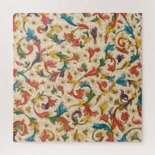 Farbenfroher Retro-Teppich mit floralem Ornament
