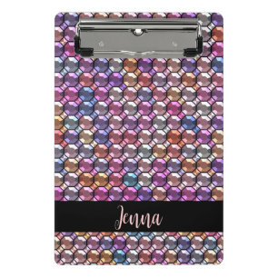 Farbenfroher Rhinestone mit individuellem Namen Mini Klemmbrett