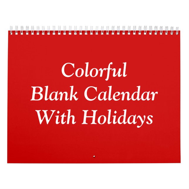 Farbenfroher roter Blankkalender mit Ferien Kalender (Titelbild)