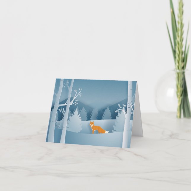 Farbenfroher Rotfuchs im Winter (Vorderseite)