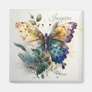 Farbenfroher Schmetterling Inspiriere Words Magnet