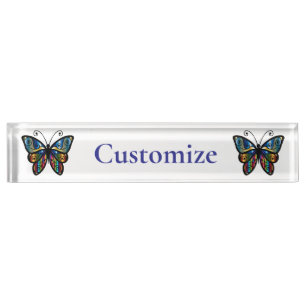 Farbenfroher Schmetterling Thunder_Cove Namensplakette