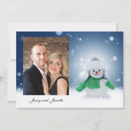 Farbenfroher Schneemann personalisiert mit Ihrem F Feiertagskarte