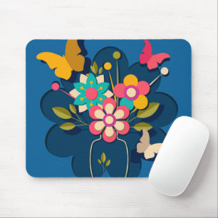 Farbenfroher schöner moderner Blumenstrauß auf Bla Mousepad