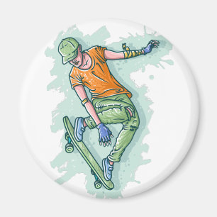 Farbenfroher Skater, lustige Illustration Magnet