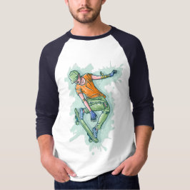 Farbenfroher Skater, lustige Illustration T-Shirt