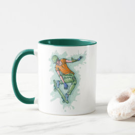 Farbenfroher Skater, lustige Illustration Tasse