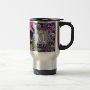 Farbenfroher Sommerblumengarten Monogramm Reisebecher