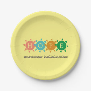 Farbenfroher Sommerspass Sonne MONOGRAM Hoffnung Pappteller