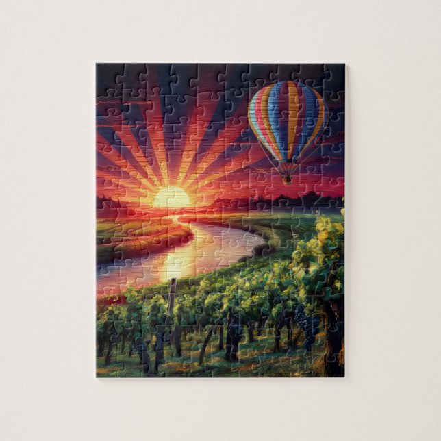 Farbenfroher Sonnenaufgang im Napa-Tal Heißluftbal (Vertikal)
