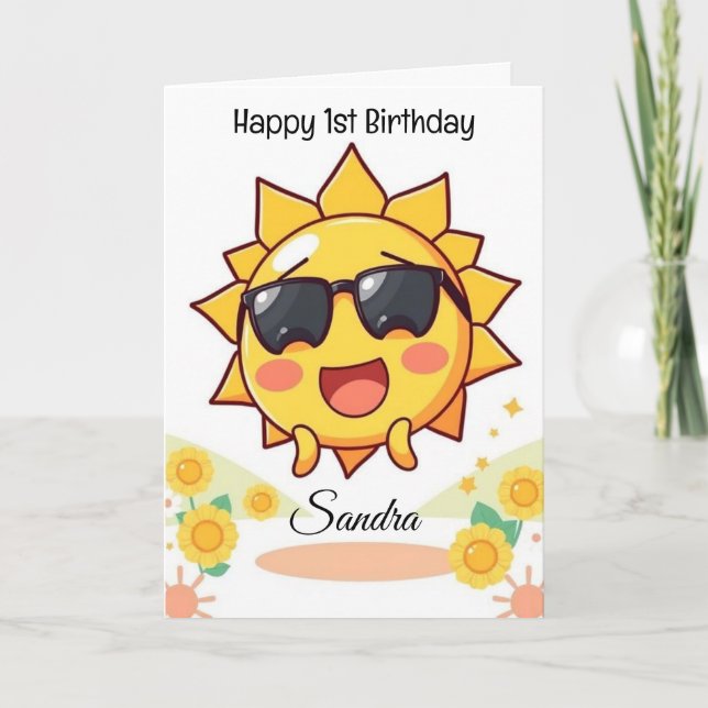Farbenfroher Sonnenschein zum Geburtstag Karte (Vorderseite)