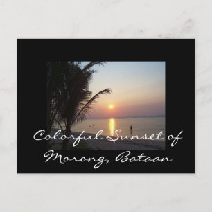 Farbenfroher Sonnenuntergang Morong, Bataan Postca Postkarte