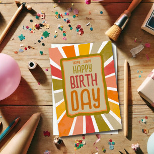 Farbenfroher Spaß fröhlich Geburtstag einfach gelb Dankeskarte