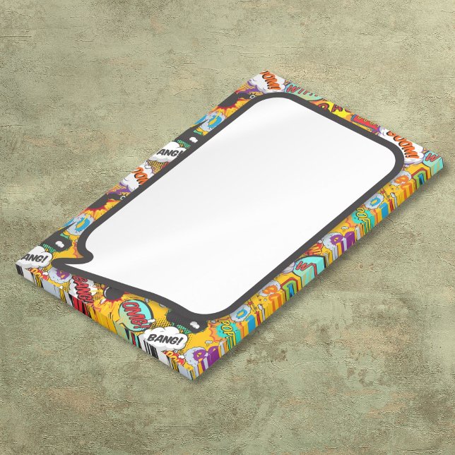 Farbenfroher Spaß Modernes Comic Buche Rede Blase Post-it Klebezettel (Colorful Fun Modern Comic Book Speech Bubble Post-it Notes)