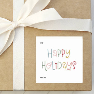 Farbenfroher Spaß Script Happy Holidays Geschenk Quadratischer Aufkleber