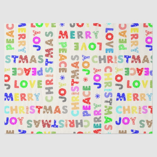 Farbenfroher Spaß Whimsical-Christmas-Script-Decou Seidenpapier (Vorderseite)