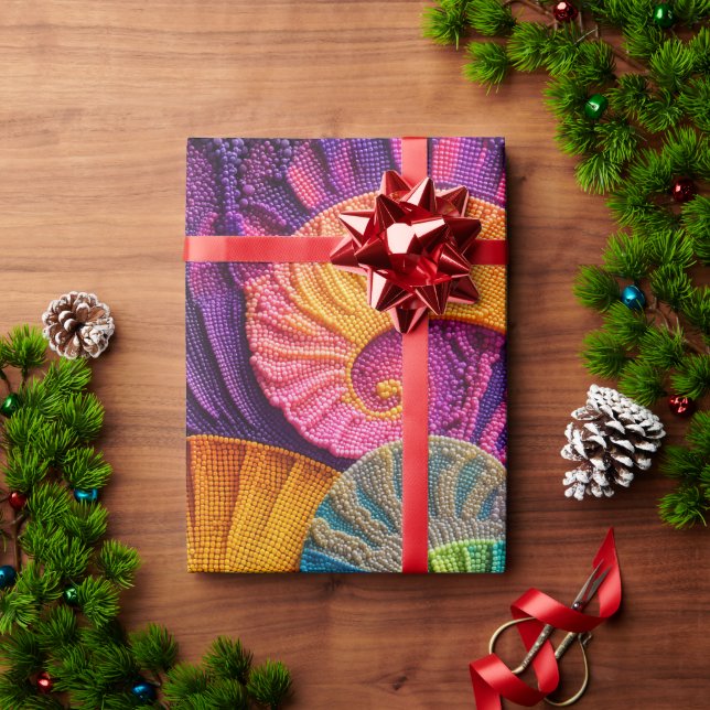 Farbenfroher Spiral-Hintergrund mit lebendiger Ene Geschenkpapier (Feiertagsgeschenk)
