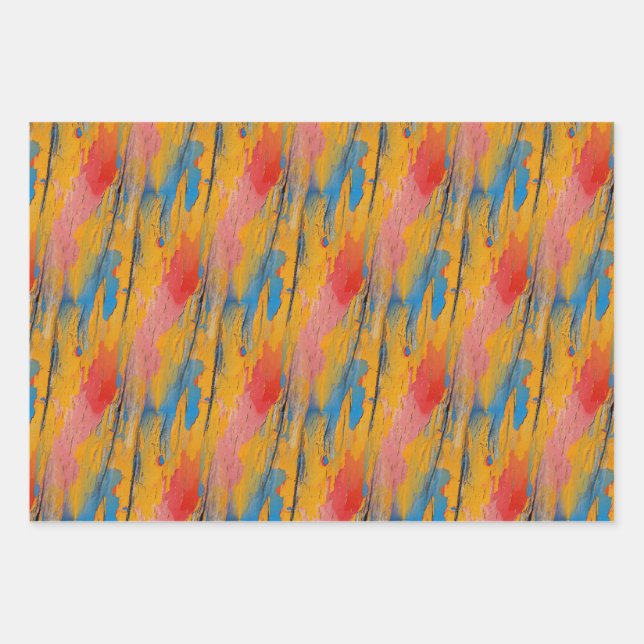 Farbenfroher Spritzer Geschenkpapier Set (Vorderseite)